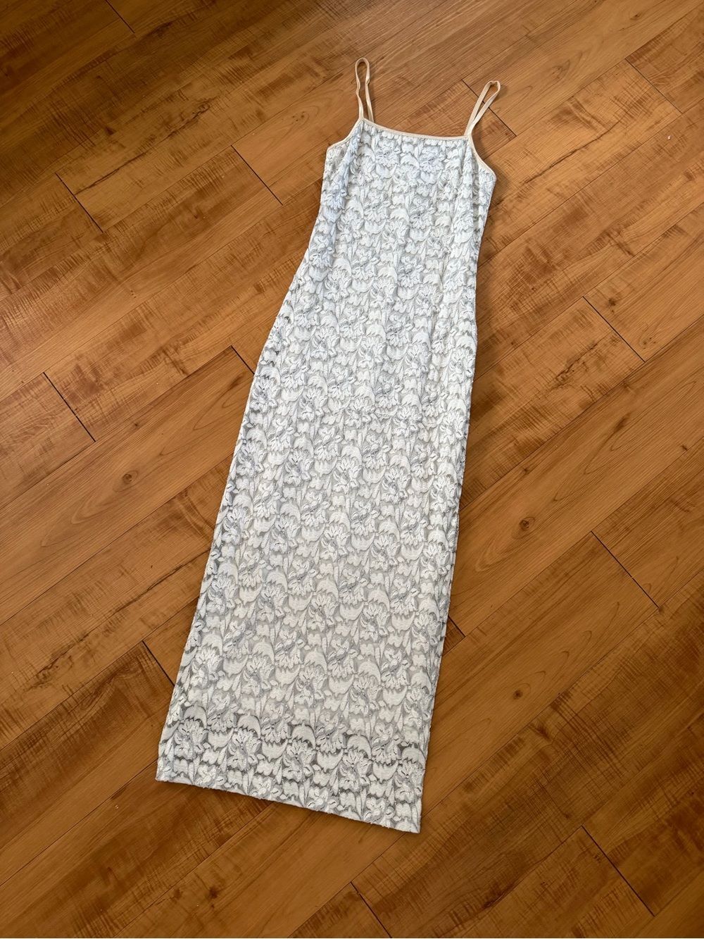 90s Vintage Floral Lace Overlay Maxi Dress Size Small